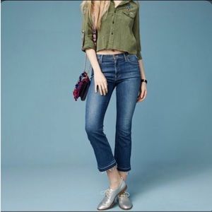 MOTHER Jeans Insider Crop Undone Hem in Medium Kitty size 26